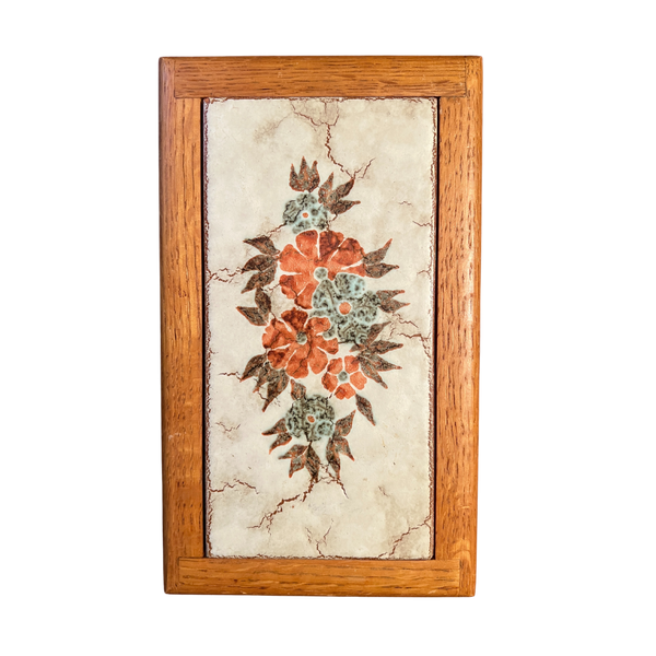 Floral Tile and Wood Plate / Decor