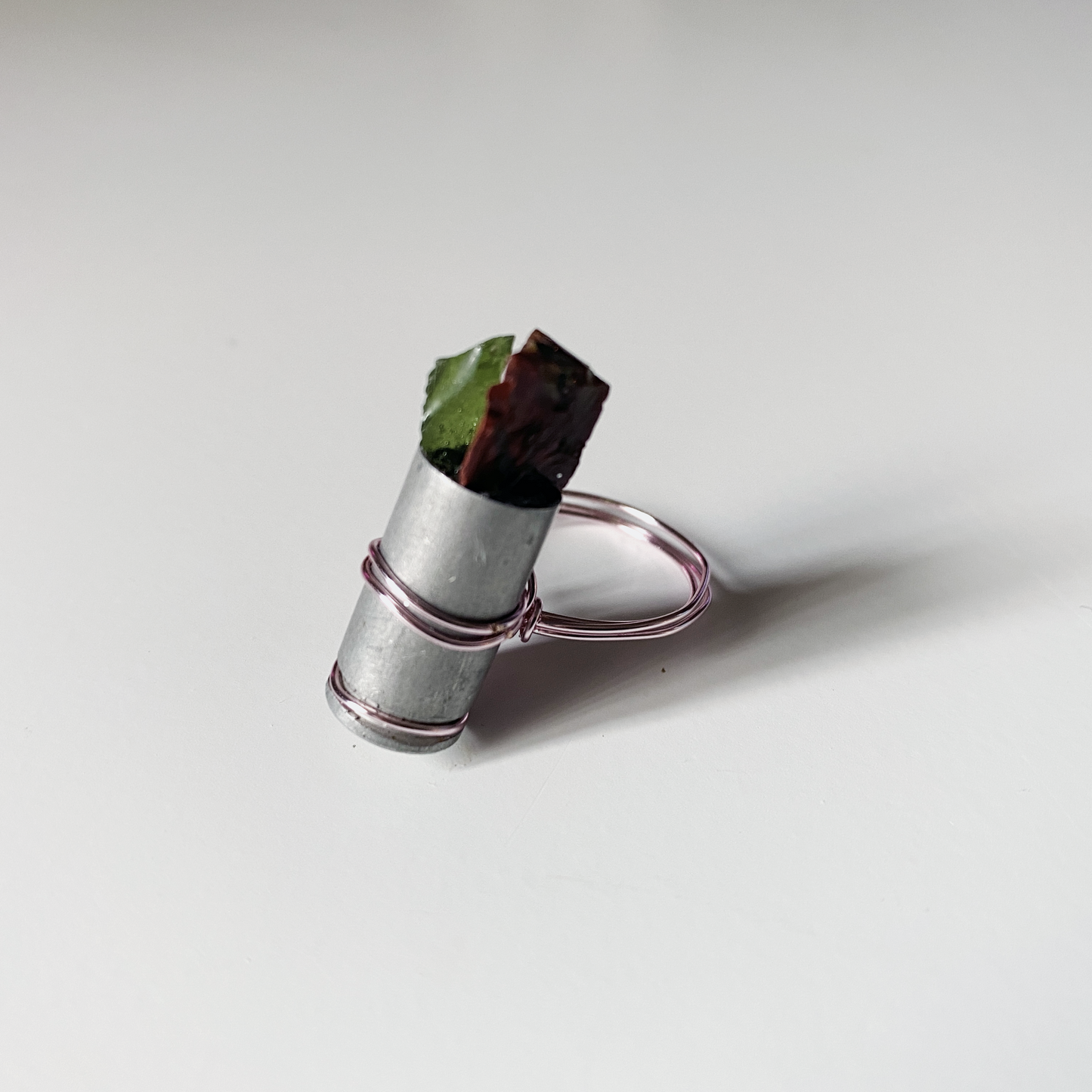 R+S Obsidian Bullet Pink Wire Ring