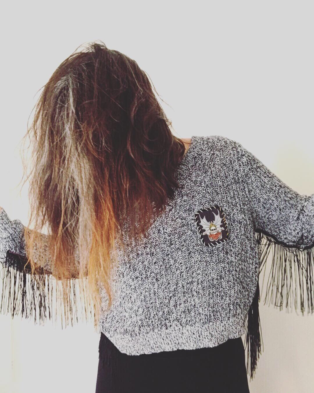 Harley Davidson Cropped Fringe Sweater
