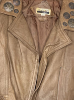 Brown Leather Studded Cropped Jacket