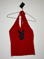 Playboy Red Knit Halter Top