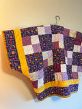 Quilted Upcycled Astrology and Hearts Blanket Poncho