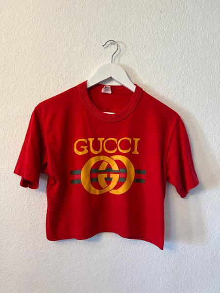 Women's Vintage Bootleg Gucci Crop Top T Shirt — Roots