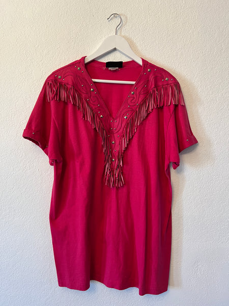 Western Fringe Rock Mini Dress / Oversized T-Shirt