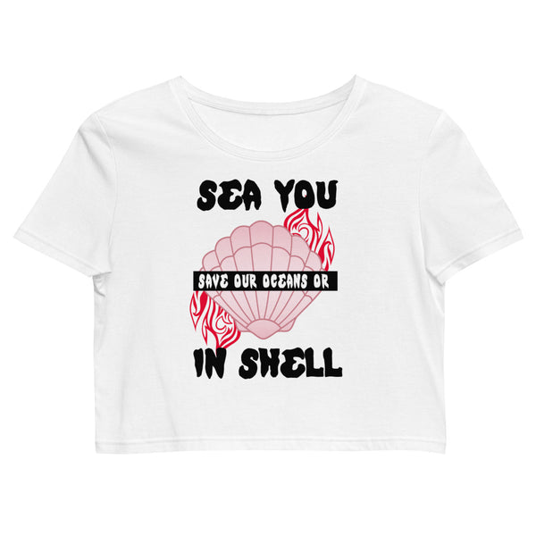 SEA YOU IN SHELL CROP TOP